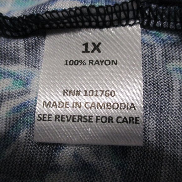 Casey Key top blues & white V neck lightweight soft stretchy tie sleeves sz 1x - Picture 3 of 8
